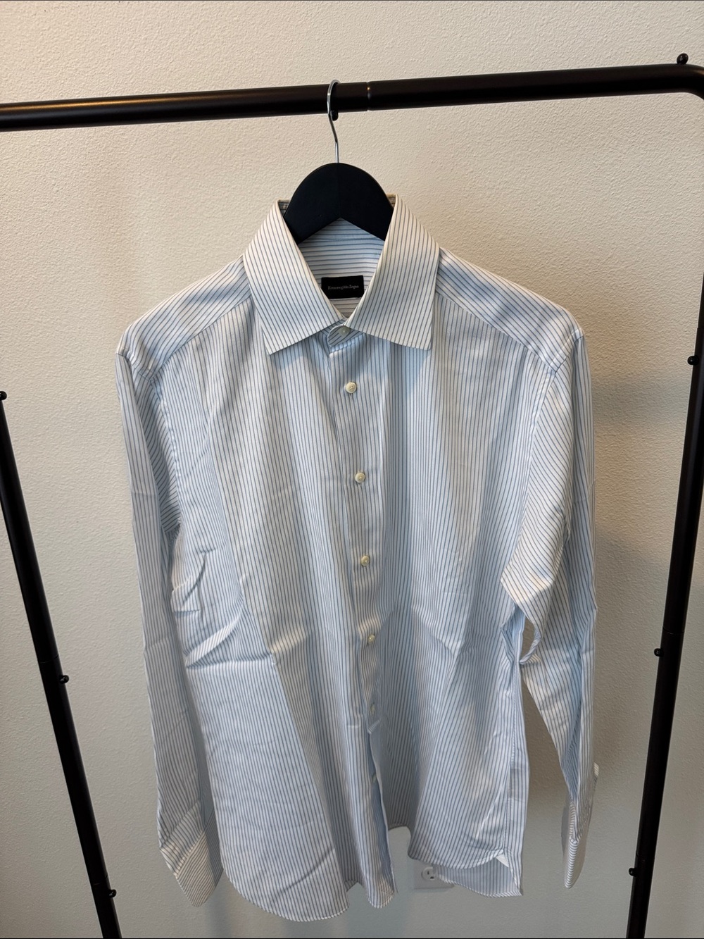 Ermenegildo Zegna Light Blue and White Pinstripe Dress Shirt size 15.5